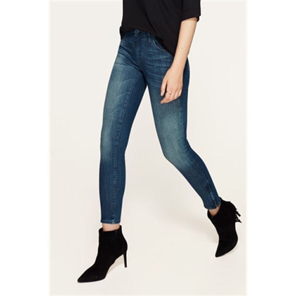 Mavi ‘Adriana’ Skinny Mid-Rise Ankle Zip Jeans in Dark Wash Indigo Move Size 27
